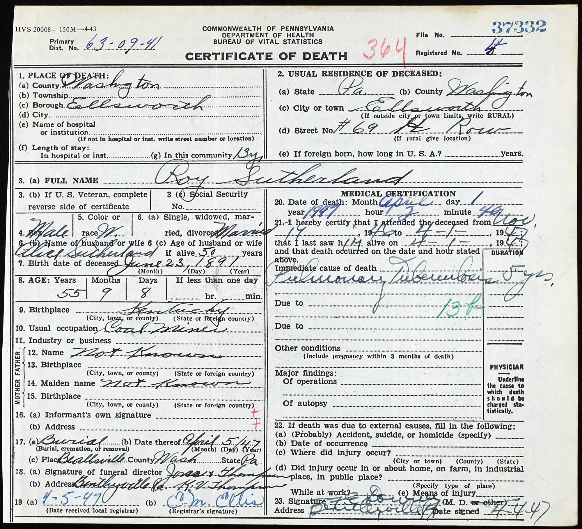 death certificate